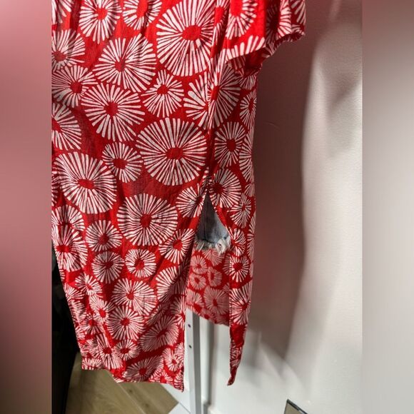 LOFT Red White Firework Print Long Open Duster Kimono Coverup. Size XS/S - Picture 5 of 11